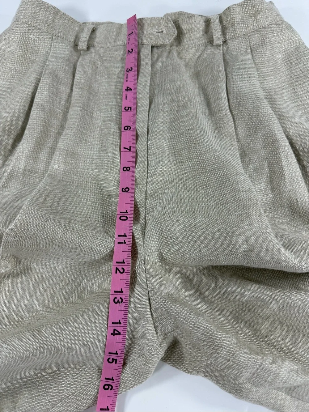 Talbots 100% Linen Pleated Wide Leg Trousers Tan High Rise Size 12